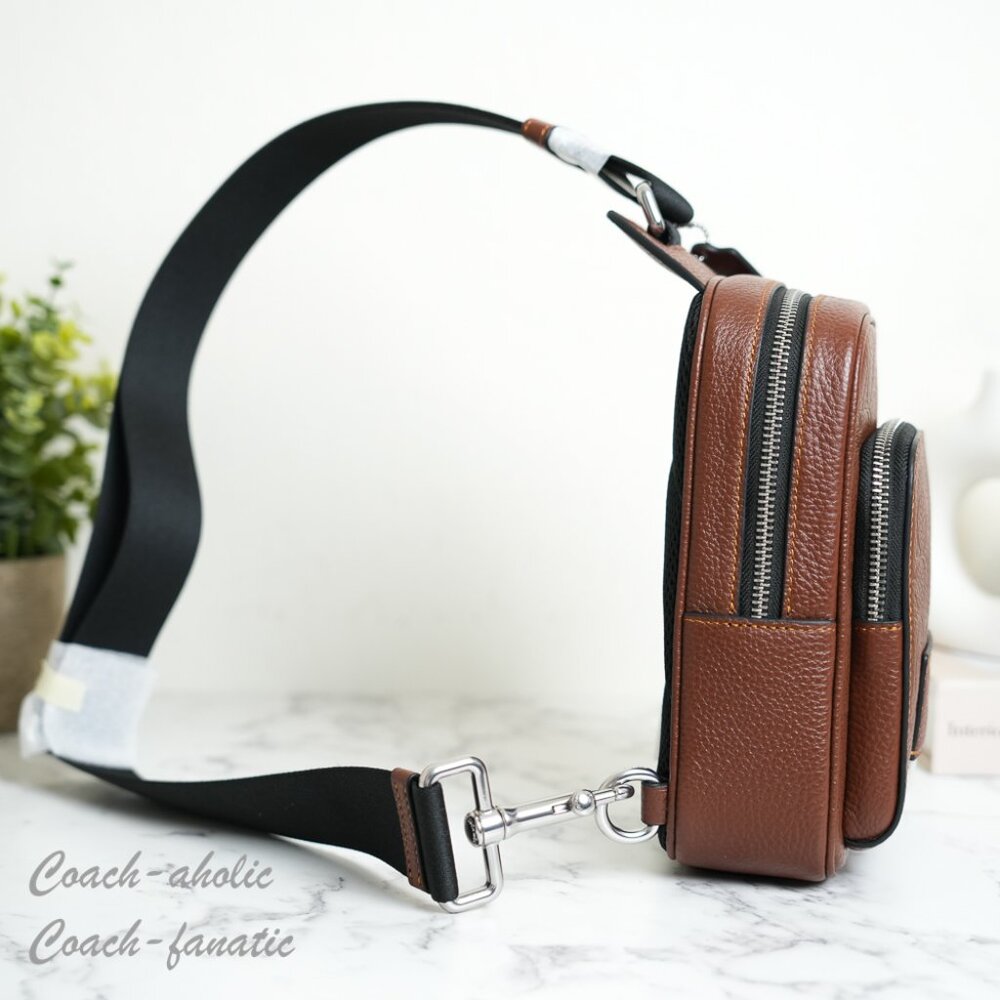 Coach CDC45 Racer Sling Pack In Signature Leather Vintage Brown NWT - Picture 6 of 14